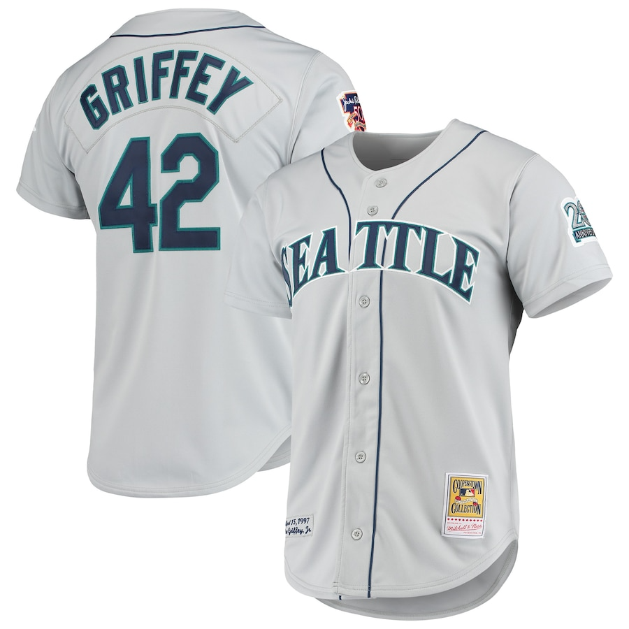 Seattle Mariners Ken Griffey Jr. Mitchell & Ness Gray 20th Anniversary Cooperstown MLB Jersey